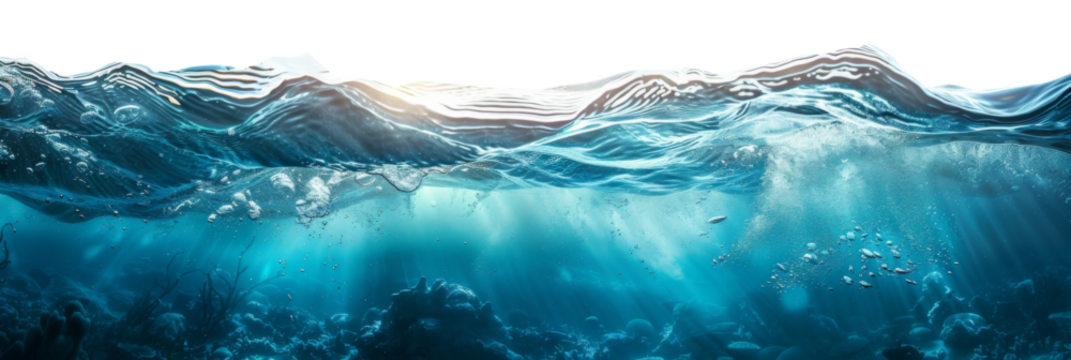 water wave underwater blue ocean. wide panorama background.