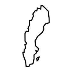 Sweden country thick black outline silhouette. Simplified map. Vector icon isolated on white background.