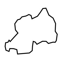 Rwanda country thick black outline silhouette. Simplified map. Vector icon isolated on white background.