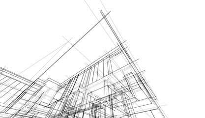 house building sketch architecture 3d illustration