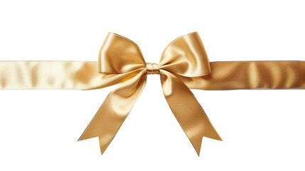 Golden bow with ribbon isolated on white background