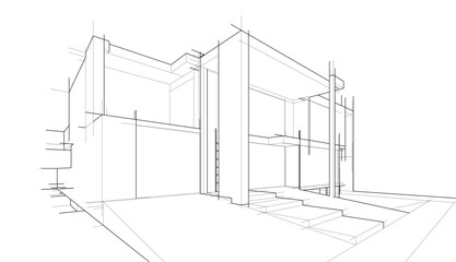 house building sketch architecture 3d illustration