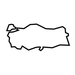 Fototapeta premium Turkey country thick black outline silhouette. Simplified map. Vector icon isolated on white background.