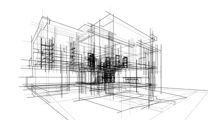 house building sketch architecture 3d illustration