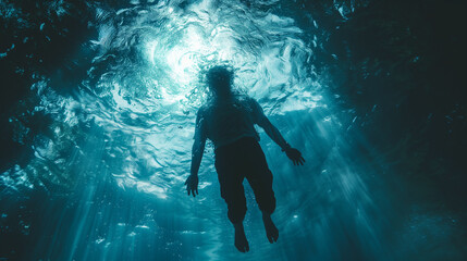 Fototapeta na wymiar Dead body underwater