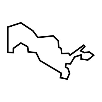 recommend clip art: Uzbekistan country thick black outline silhouette. Simplified map. Vector icon isolated on white background.
