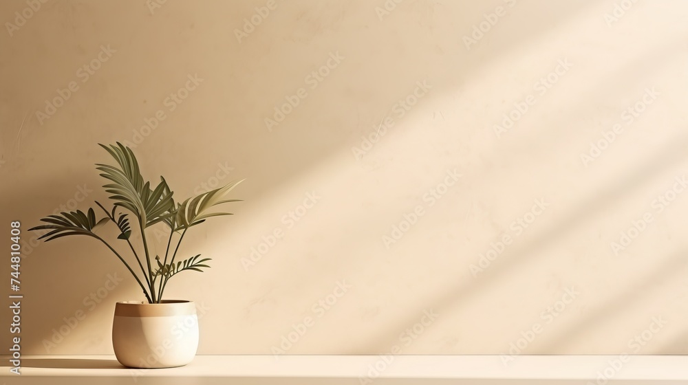 Poster minimalistic abstract gentle light beige background for product presentation with light andand intri