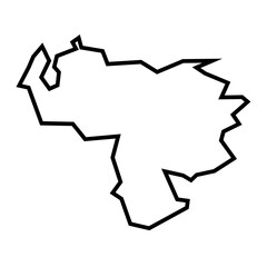 Venezuela country thick black outline silhouette. Simplified map. Vector icon isolated on white background.
