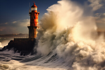 Big stormy wave splash. Porto, Portugal - obrazy, fototapety, plakaty