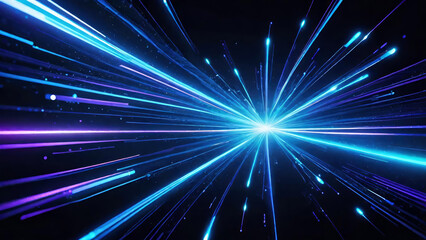 Fototapeta premium Abstract speed technology neon blue light background, digital futuristic technology concept for design.Generative AI 