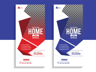 Real Estate modern home sale roll-up banner or cover design template, Vertical, Horizontal,
and luxury background with standard size, Modern & luxury property,
home or house sale advertising post