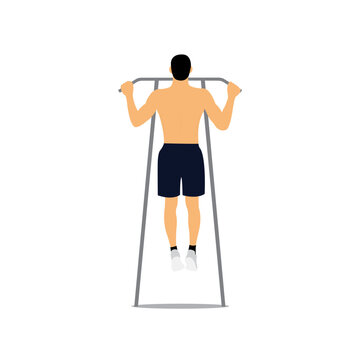 Illustration vector graphic of a man doing pull up, perfect to use for web content about healthy care or sport.