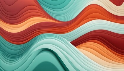 horizontal colorful abstract wave background with peru, firebrick and light sea green colors. can be used as texture, background or wallpaper