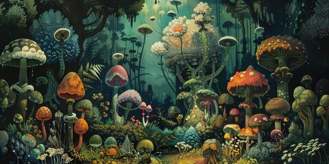 420 concept for April 20 - cannabis and mushrooms for a trippy h igh