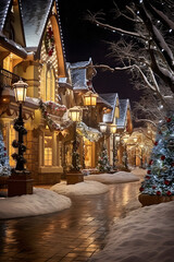 Lush Christmas Decorations Illuminating the Grand Village: A Spectacular Holiday Treat in the Heart of Winter