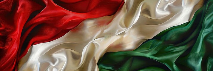 Abstract flag design in red, white, and green for Italy, Algeria, Iran, Bulgaria, Belarus, Hungary, Lebanon, Madagascar, Mexico, Maldives, Oman, Burundi, 