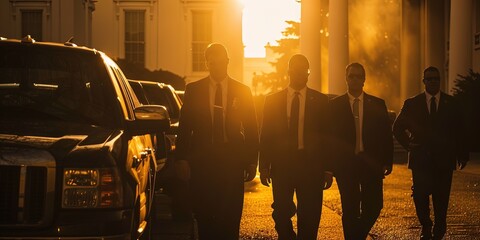Secret Service concept with federal law enforcement officers - obrazy, fototapety, plakaty