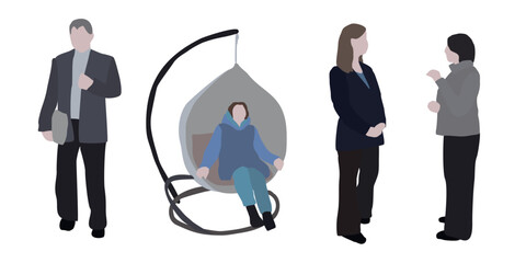 2D image for use as an entourage. Vector flat city infographics.