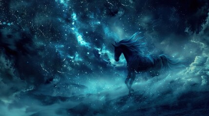 dark unicorn fantasy galaxy art