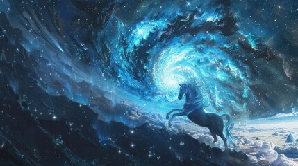 Obraz premium unicorn fantasy galaxy art