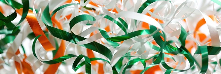 Irish and Ireland flag concept with abstract design with ribbons