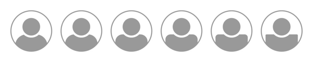 General login icon. Headshot placeholder for user avatar. Gray simple flat vector round portrait. Register new member on web page. Empty silhouette view