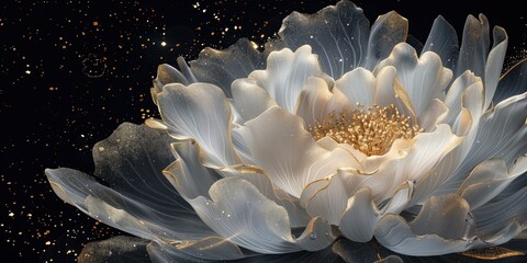 Golden Bloom: Elegant Flower with Sparkling Petals