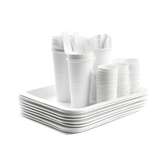 Disposable Tableware isolated on transparent background