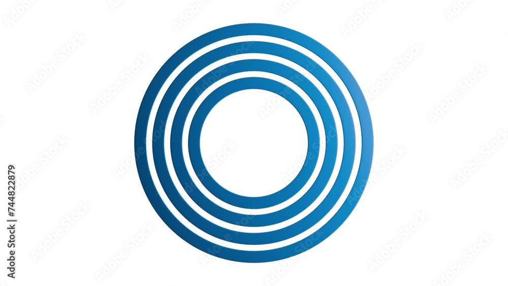 Aufkleber Four Blue Concentric Circles Structure Rotating with Delay. Seamless Motion. Isolated on White Background