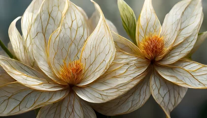 Fotobehang Beige transparent leaves with natural texture as natural، Nature abstract of flower petals. © Bella