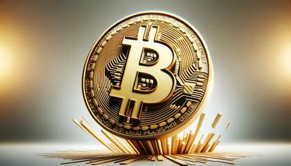 Shiny Bitcoin Symbol on White Gradient Background