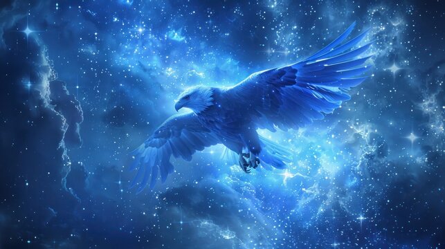 cloudy blue eagle fantasy galaxy art