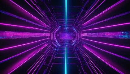 Colorful light segments and lines geometric pattern tunnel, Holographic abstract background
