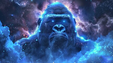 big gorilla head fantasy galaxy art