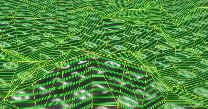 Animation of green shapes over binary coding