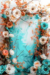 Mystical Floral Splendor  Roses in Smoke and Glitter Background Card Wallpaper Poster