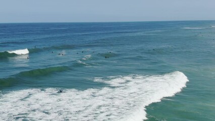 Surfer riding a wave in Seignosse, Bay of Biscay, France