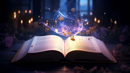 magic book and candle