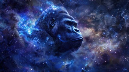 gorilla galaxy art - obrazy, fototapety, plakaty