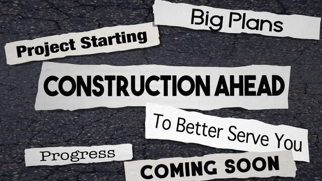 Construction Ahead Road Project Improvement Closure News Headlines Announcement 3d Animation