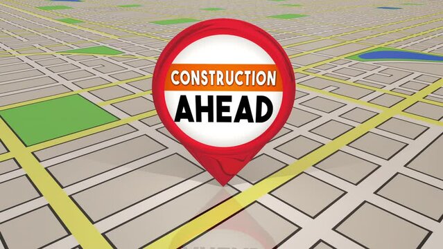 Construction Ahead Coming Soon New Project Improvements Area Map Pin 3d Animation