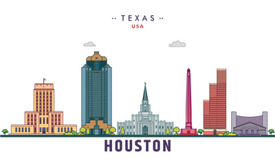 houston landmarks vector illustration, texas