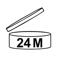 PAO cosmetics symbol 24M, Period after opening symbol 24M, vector illustration