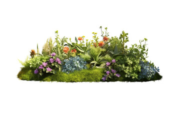 Cutout flower bed Garden design isolated on white background - obrazy, fototapety, plakaty
