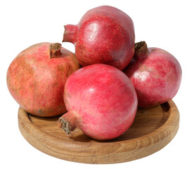 Red ripe pomegranates on a white background
