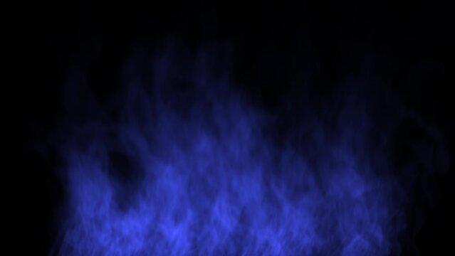 Natural gas burning with blue flames. burning gas close-up. Black background 