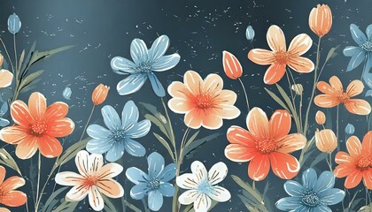 Watercolor delicate wildflowers, beige floral seamless pattern. Summer blooming tile. Hand drawn natural botanical background. Repeatable texture, wrapping paper,wallpaper, fabric, textile
