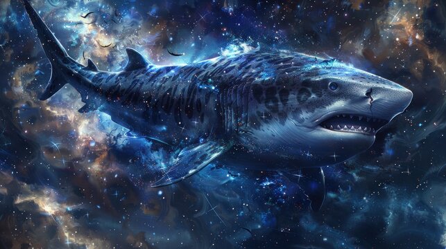 wild shark fantasy galaxy art
