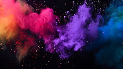 Colorful Holi powder on dark backdrop