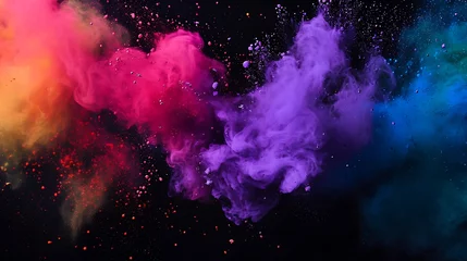 Crédence de cuisine en verre imprimé Brésil Colorful Holi powder on dark backdrop